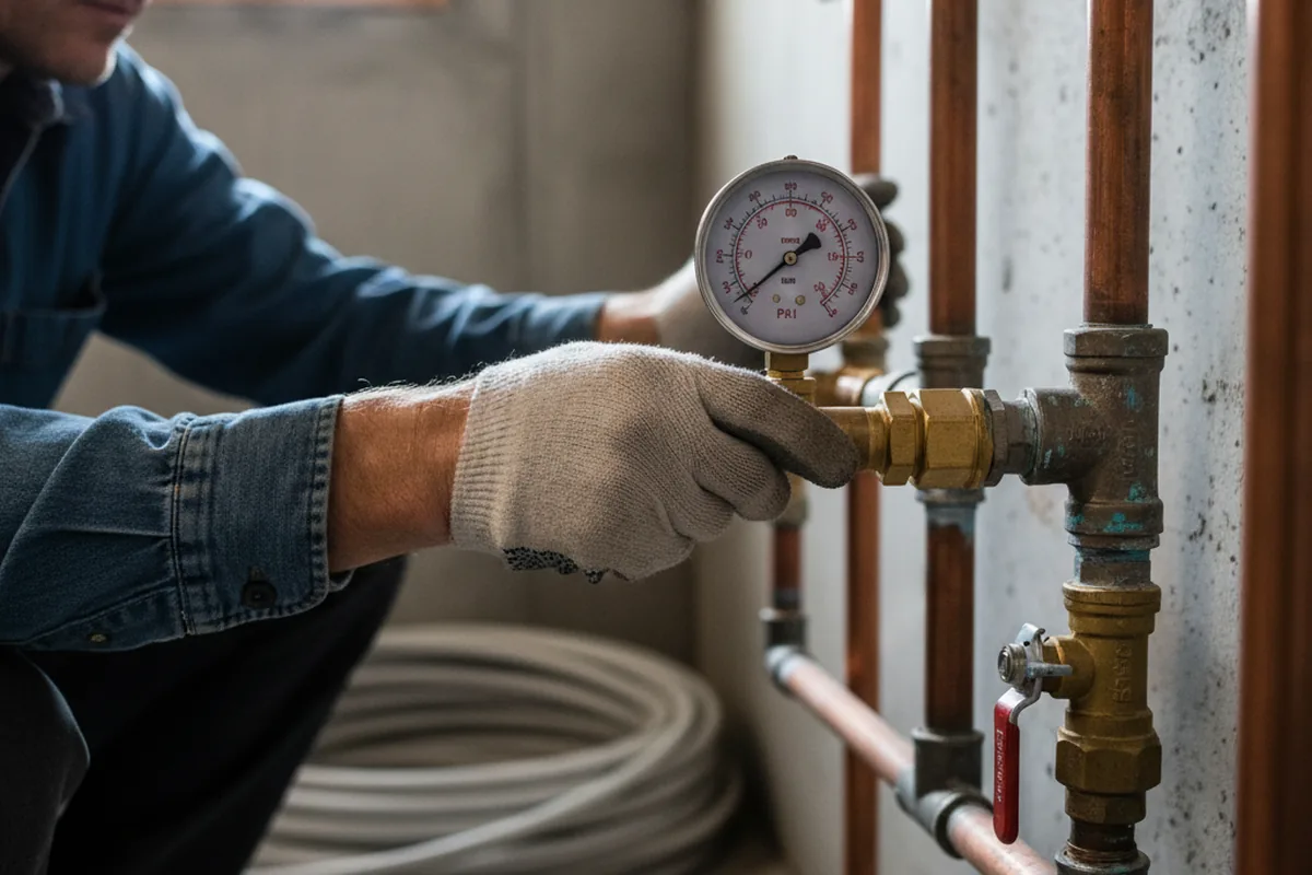 Pressure testing a repaired line during Water Line Repair in Barbourville